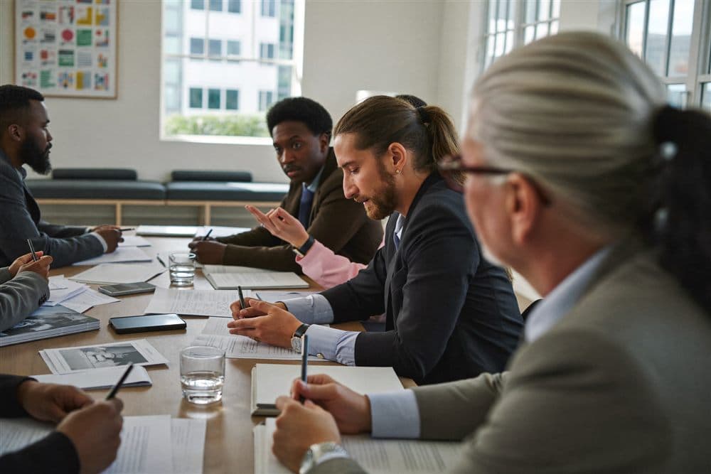 A corporate team in a training session